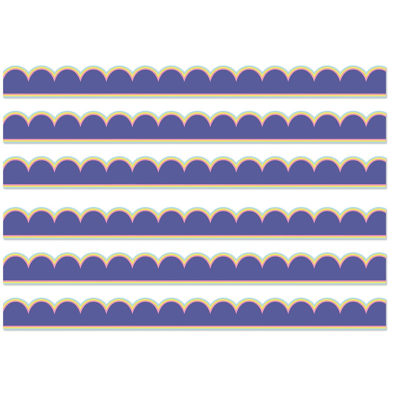 We Stick Together Pop of Purple Scalloped Bulletin Board Borders, 39 Feet Per Pack, 6 Packs